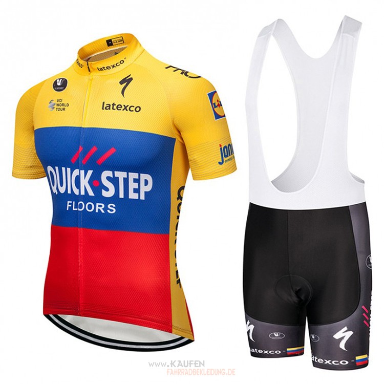 Quick Step Floors Kurzarmtrikot 2018 Und Kurze Tragerhose Gelb Blau Rot